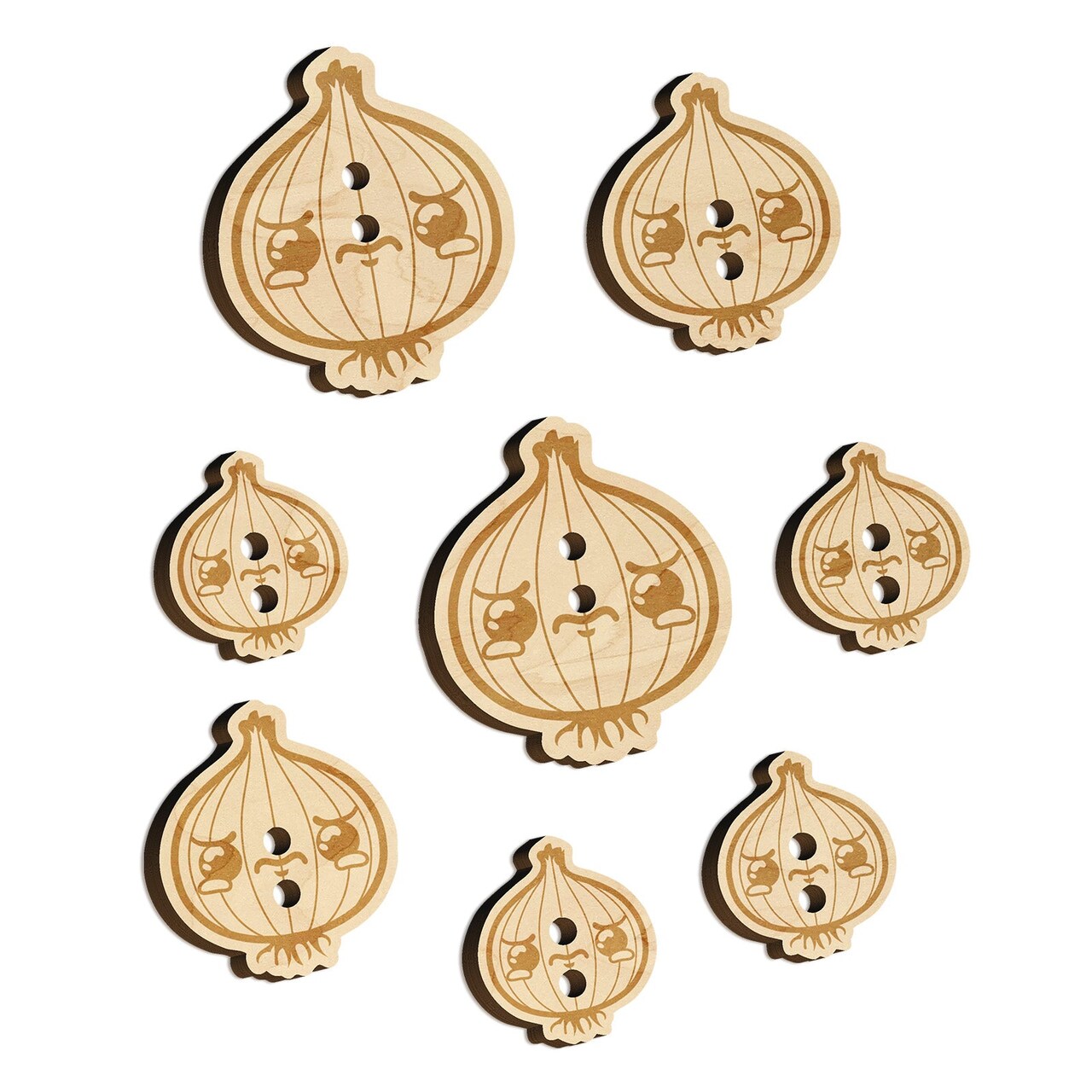 Cute Kawaii Sad Crying Onion Wood Buttons for Sewing Knitting Crochet DIY Craft